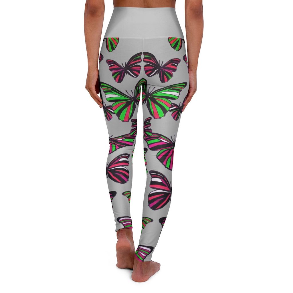 High Waisted Slate Butterfly Leggings