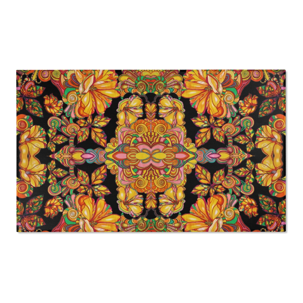Artsy Floral Black Area Rug