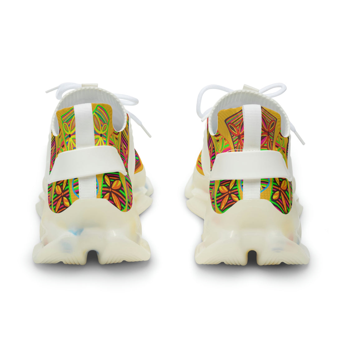 Yellow Deco Print OTT Men's Mesh Knit Sneakers