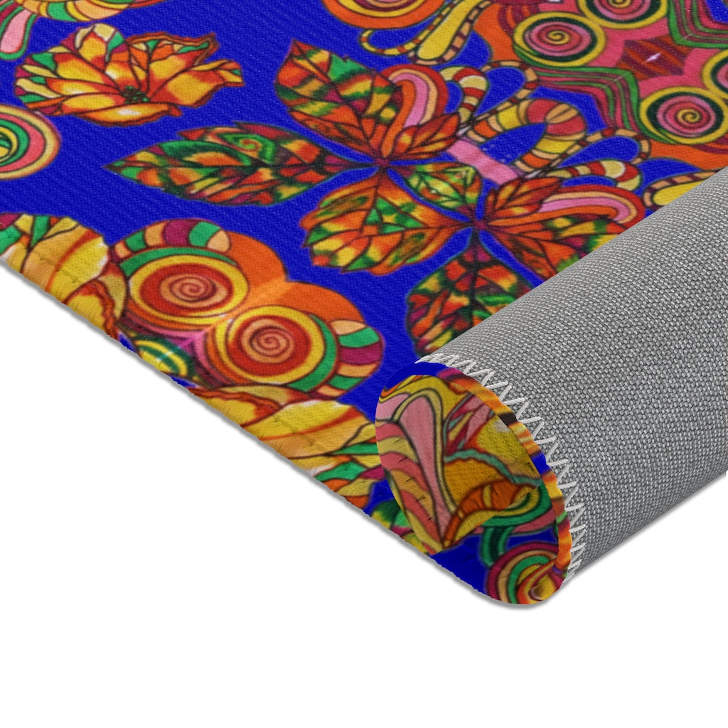 Artsy Floral Royal Blue Area Rug