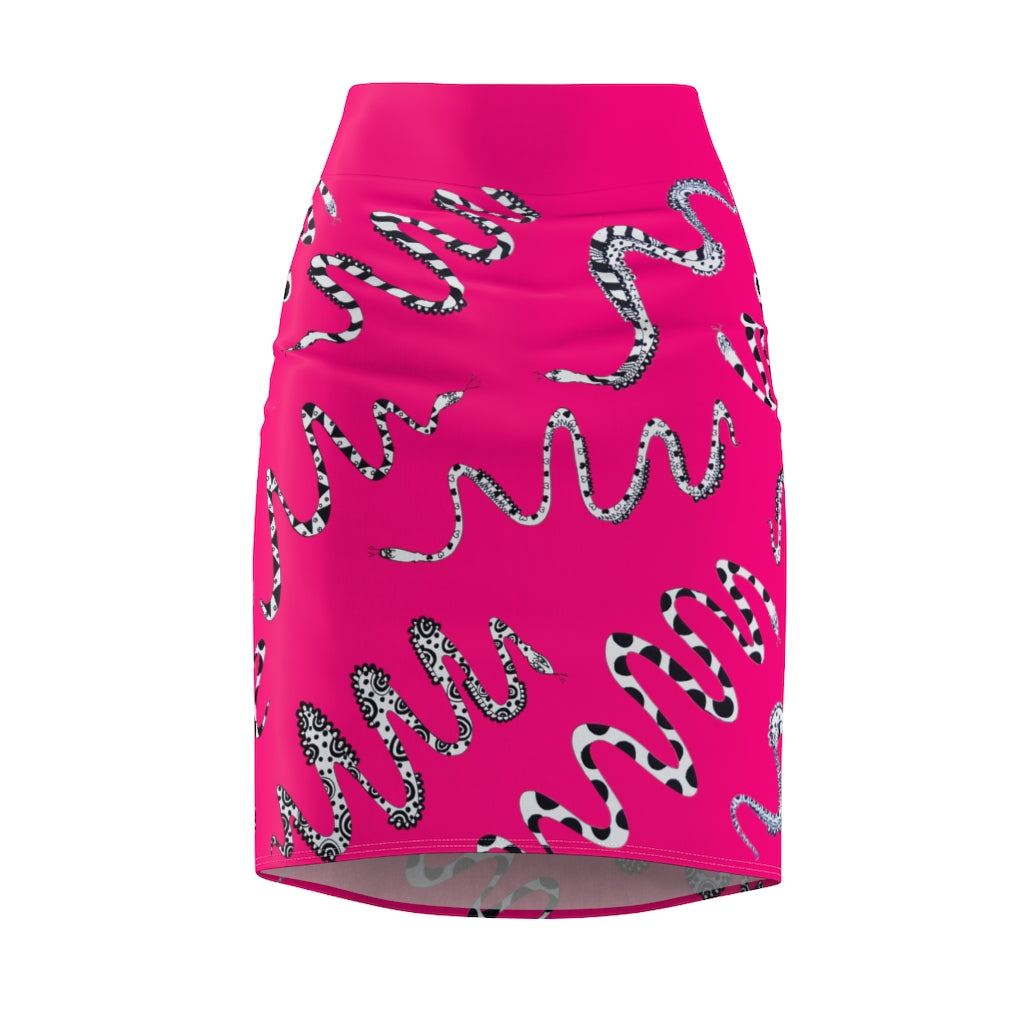 hot pink snake print pencil skirt 