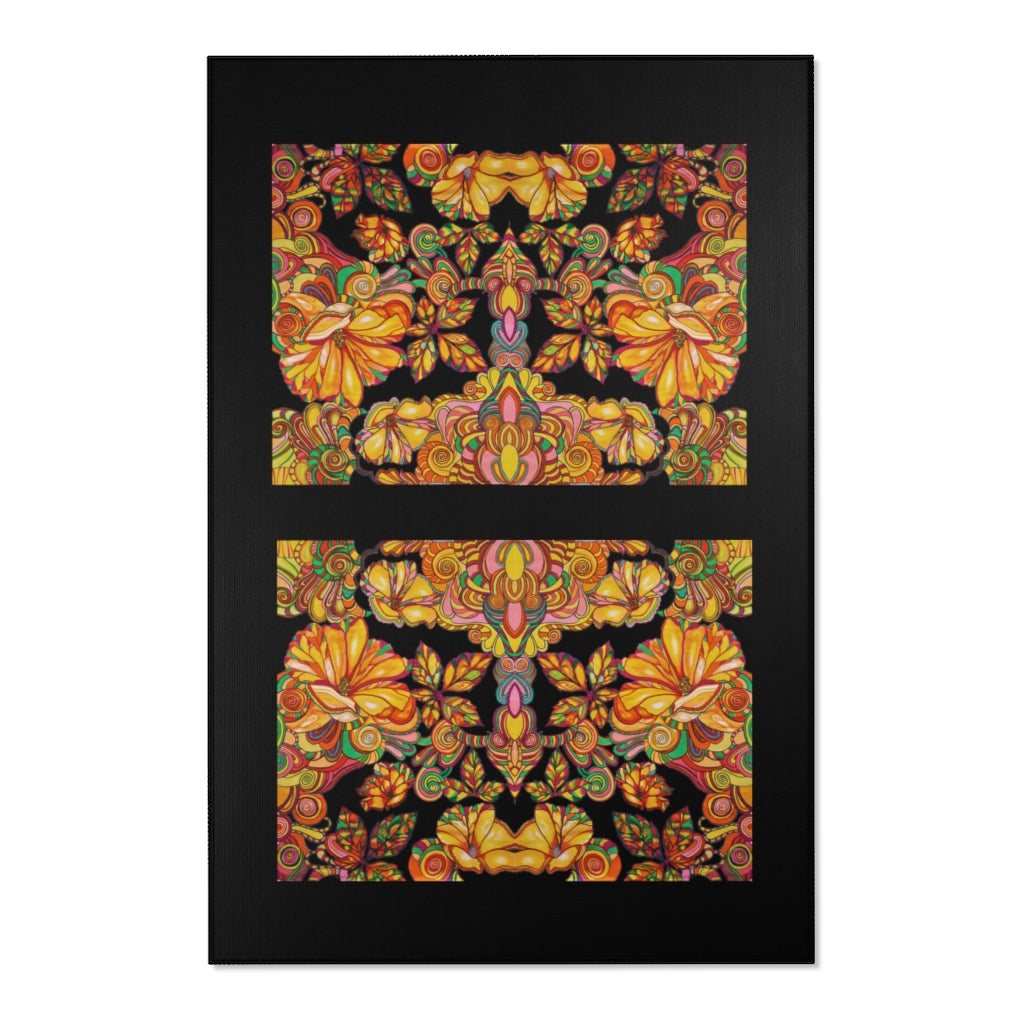 Artsy Floral Black Area Rug