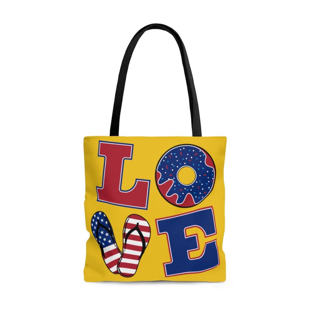 AOP American Love Yellow Tote Bag