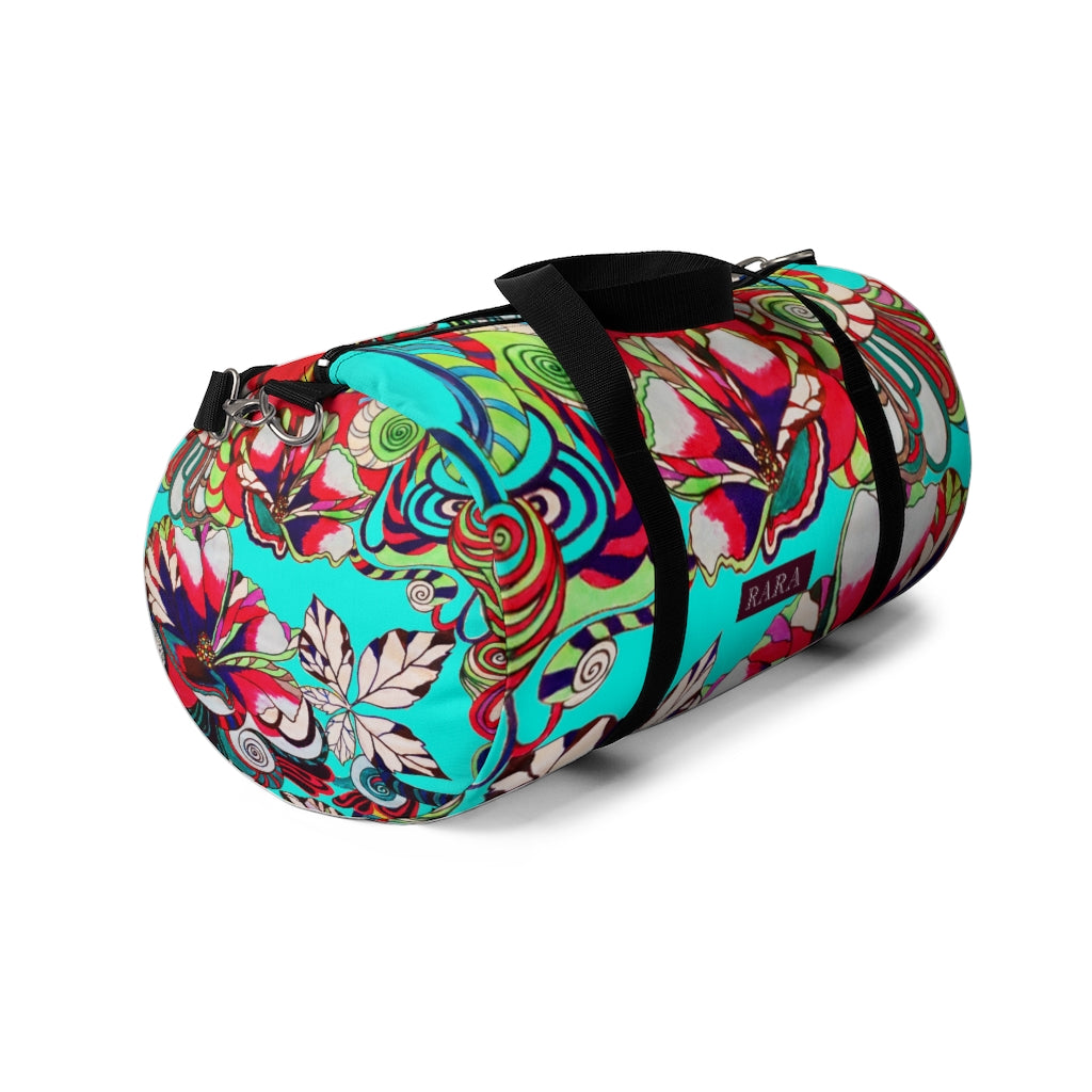 Artsy Floral Pop Cyan Duffel Bag