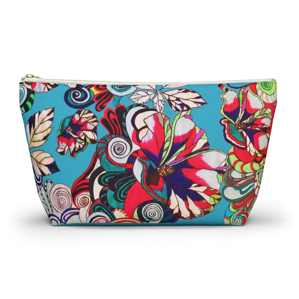 Floral Pop Aqua Accessory Pouch
