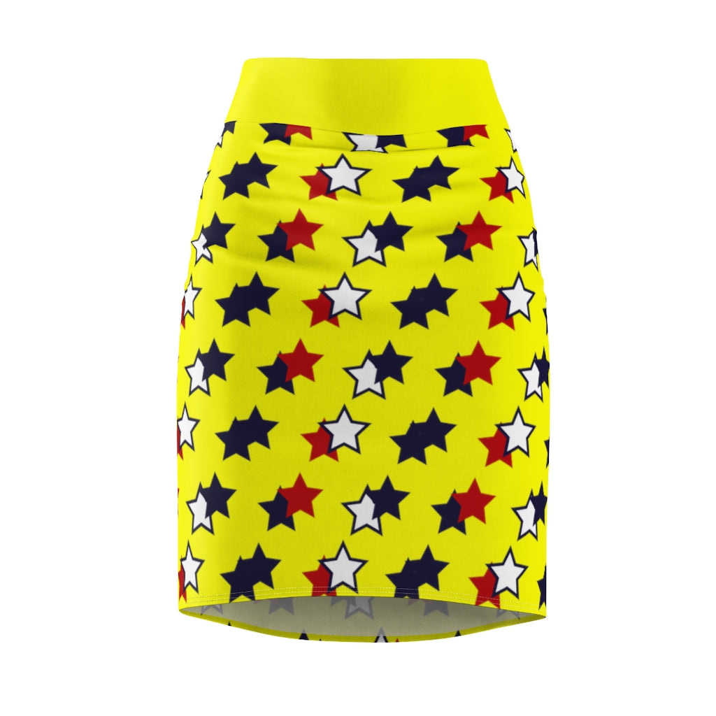 AOP Starry Canary Pencil Skirt