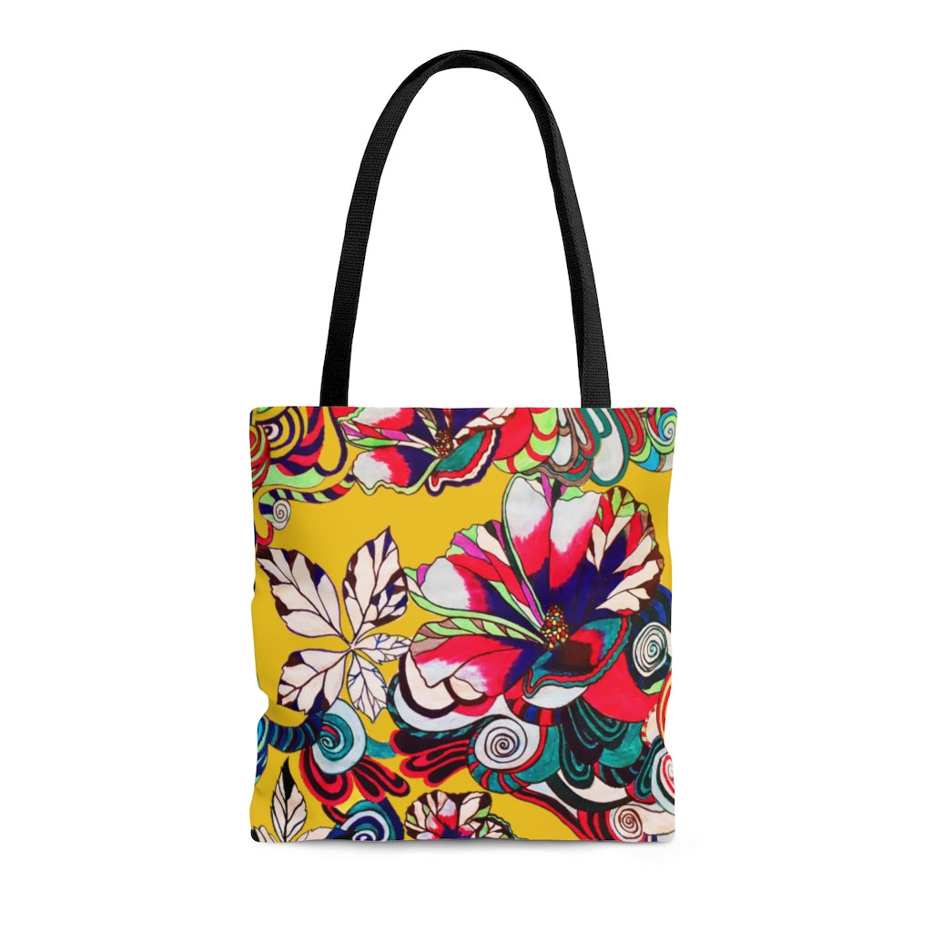 AOP Artsy Floral Pop Yellow Tote Bag