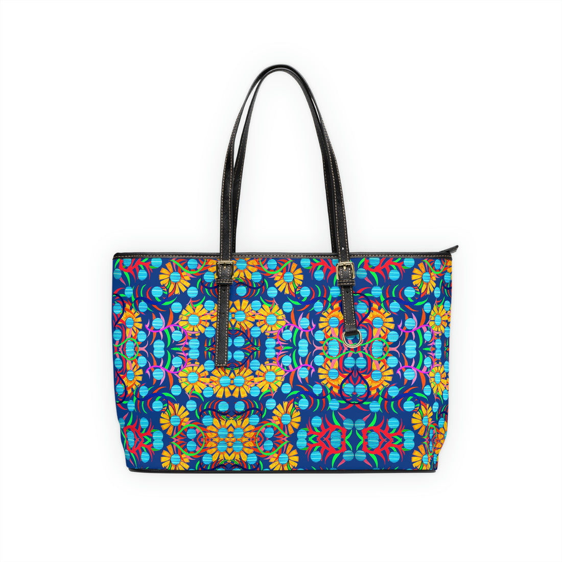 Royal Blue Sunflower PU Leather Shoulder Bag