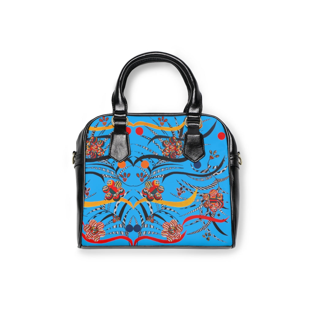 aqua animal & jungle print handbag