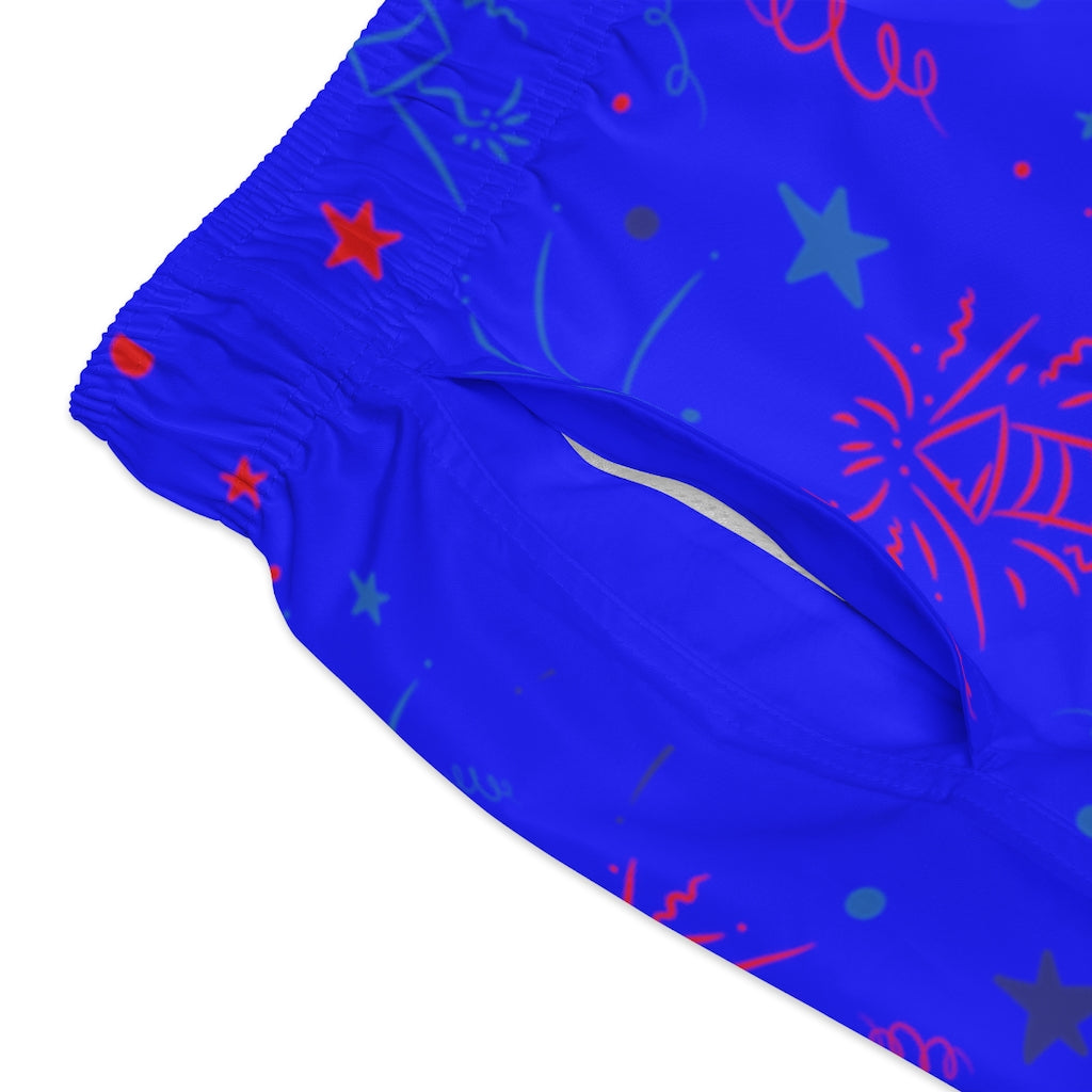 Men's Firecracker Electric Blue Swimming Trunks