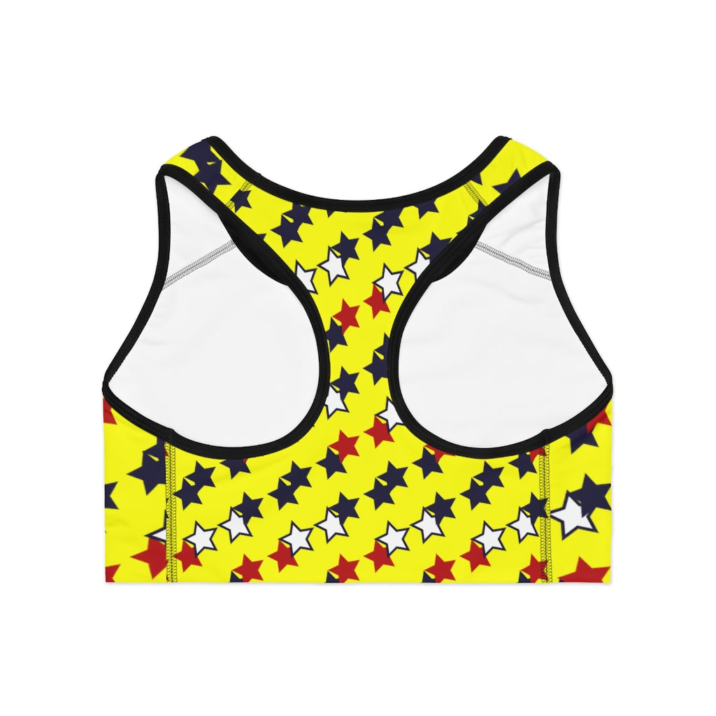 Canary Star Print (AOP) Sports Bra