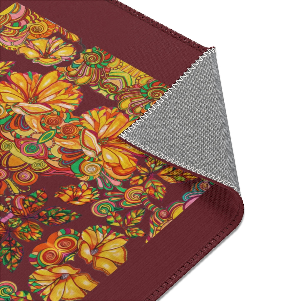 Artsy Floral Marsala Area Rug