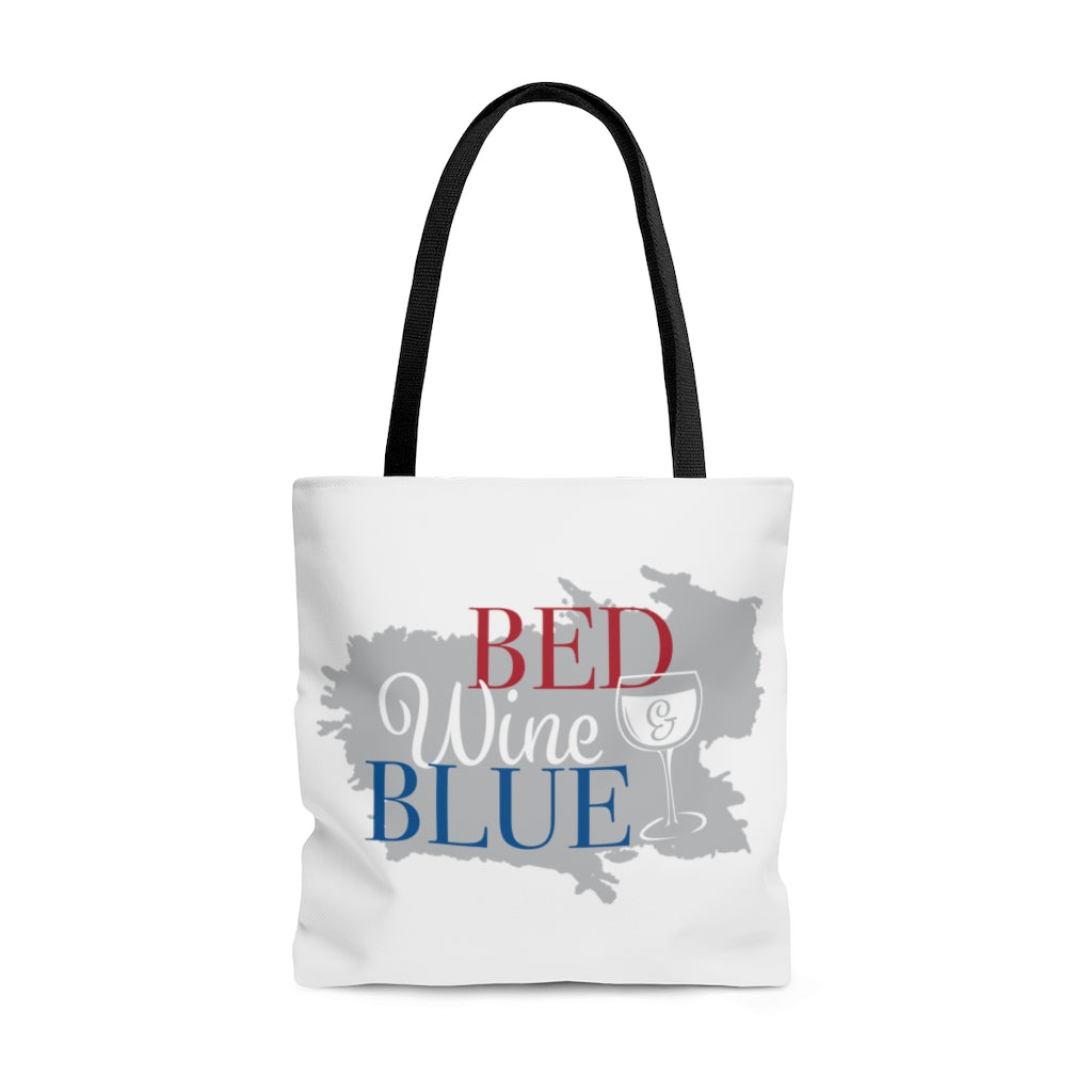 AOP Bed & Wine White Tote Bag