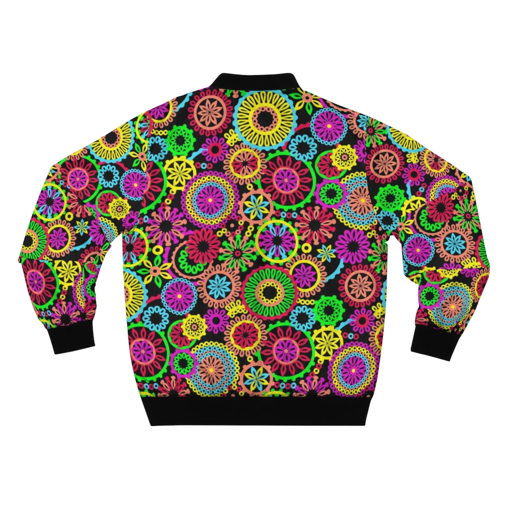 black psychedelic men's wear bomber jacket