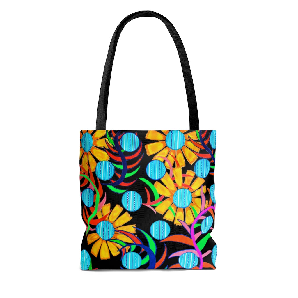 AOP The Sunflower Black Tote Bag