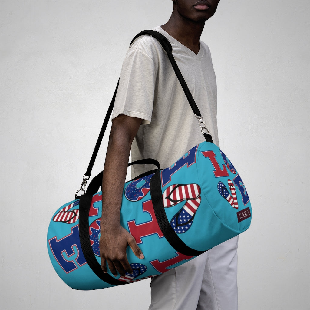 American Love Aqua Duffel Bag