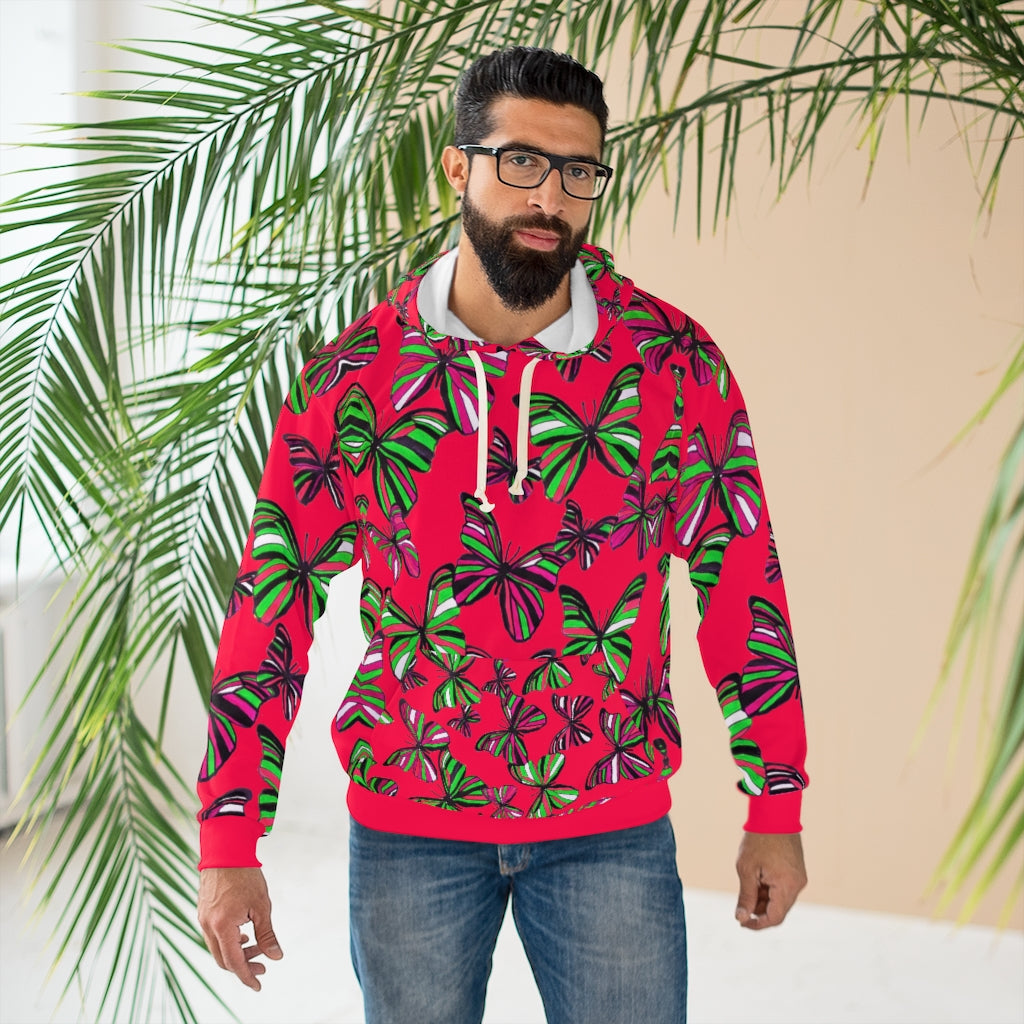 Butterflies Pullover Red Hoodie