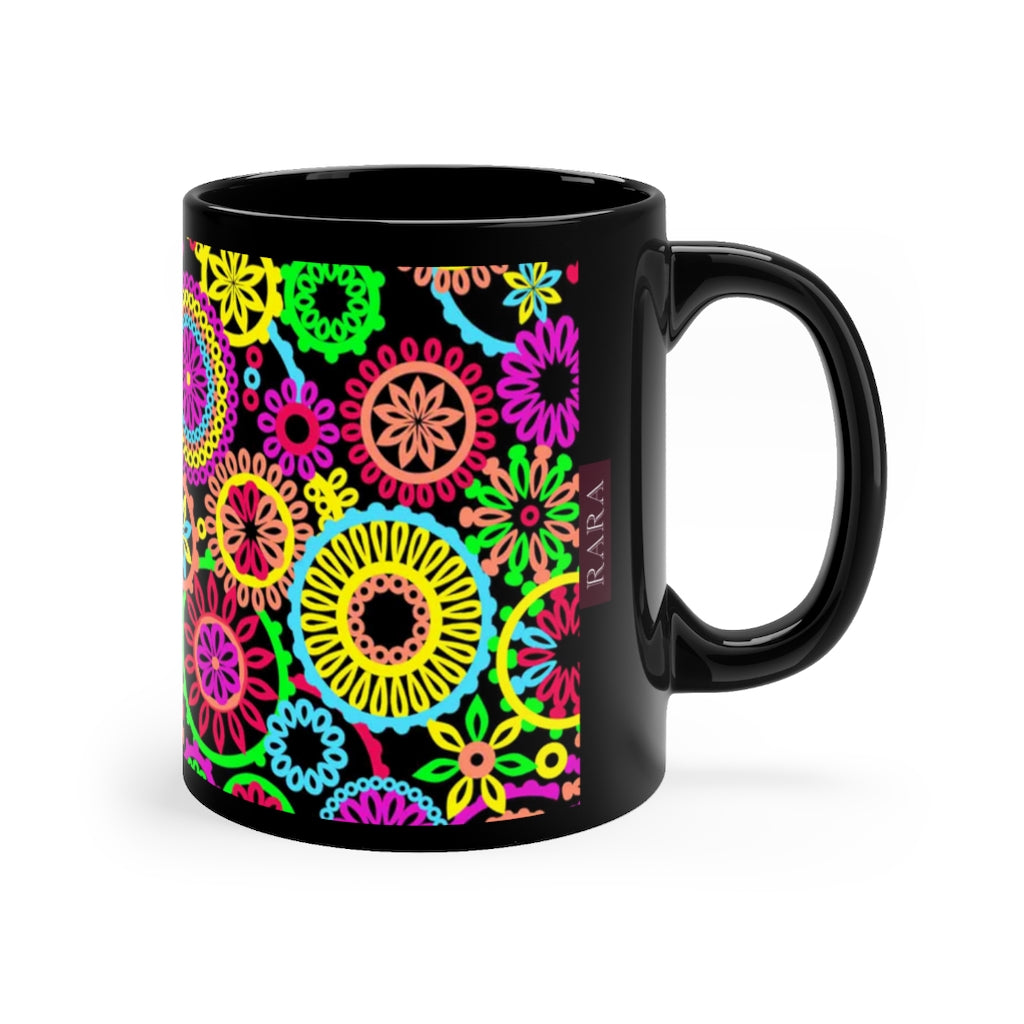 70s circles Black mug 11oz