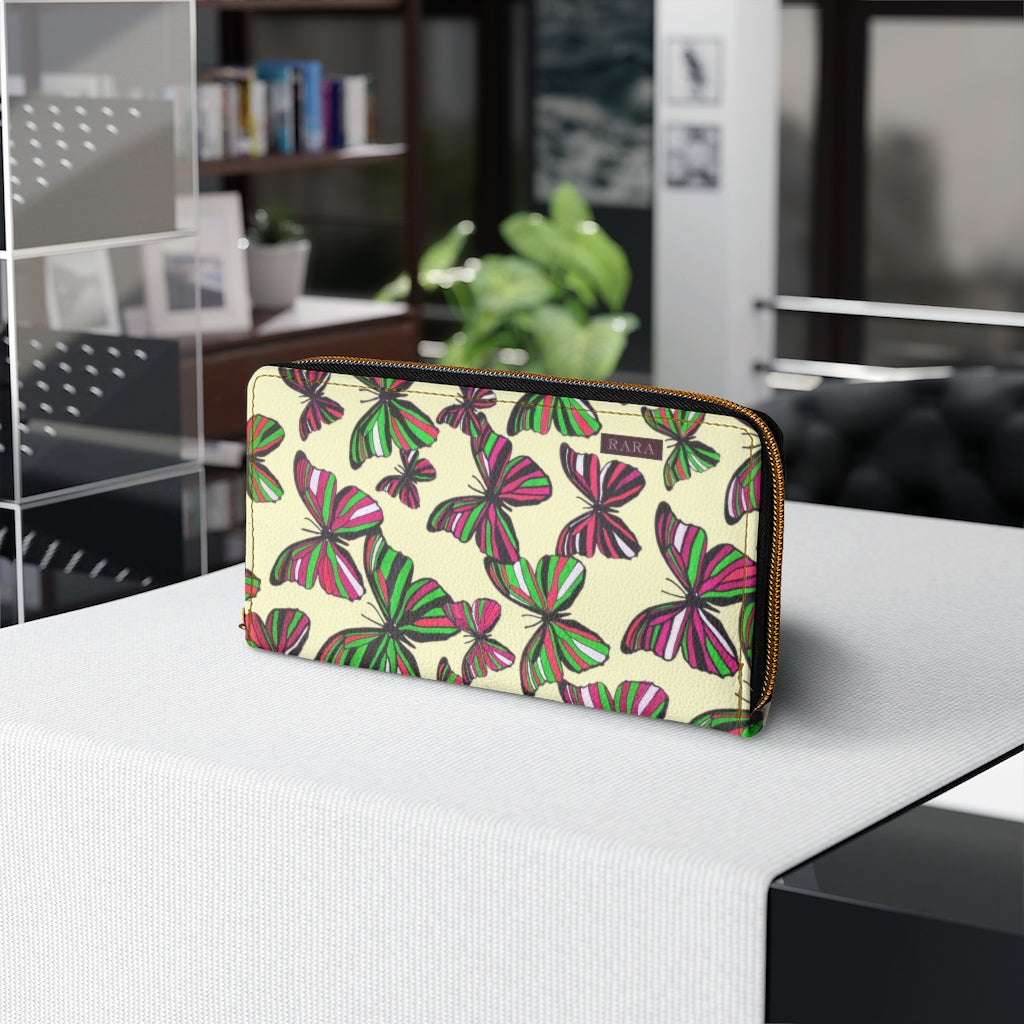 cream butterfly print wallet