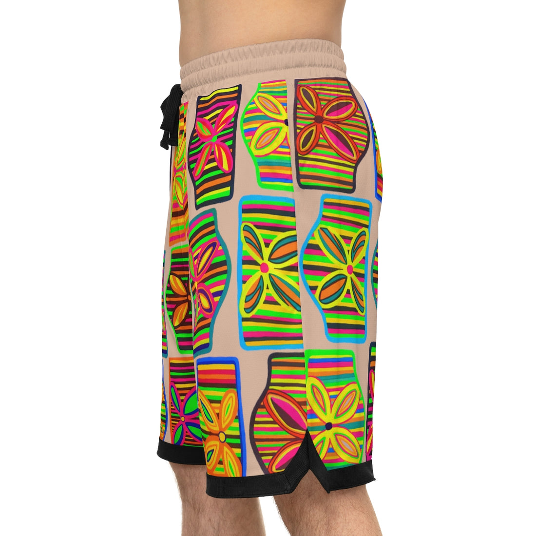 Nude Deco Print Basketball Rib Shorts (AOP)