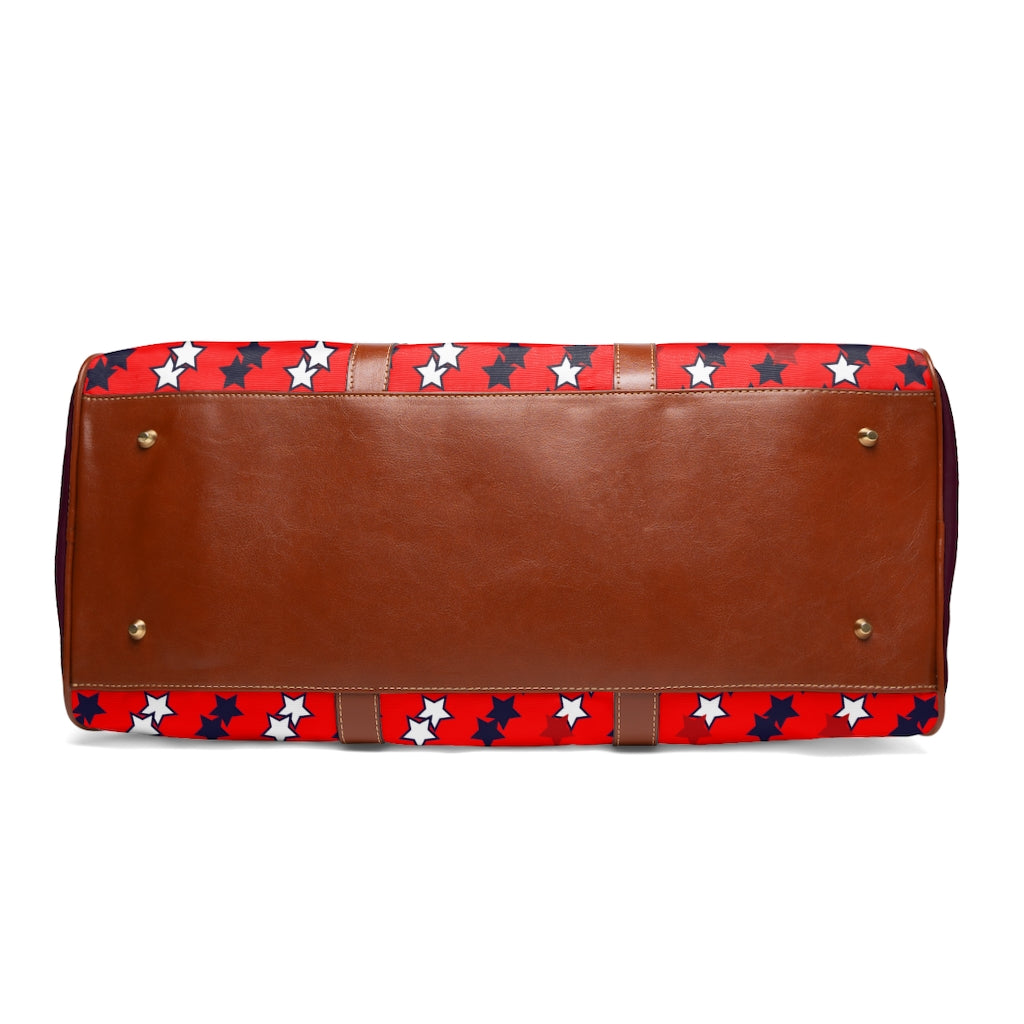 Red Starry Waterproof AOP Travel Bag