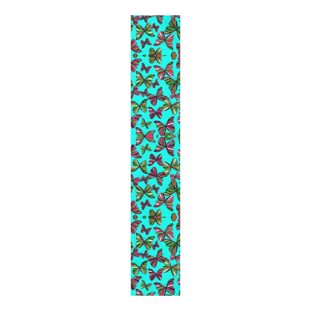 Butterflies Cyan Table Runner