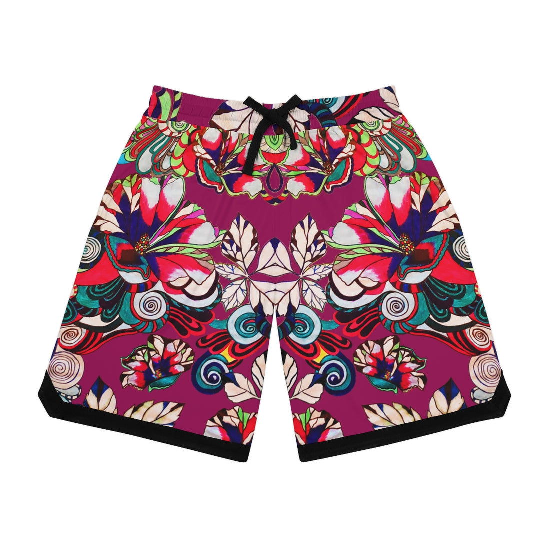 orchid psychedelic waves print basketball shorts