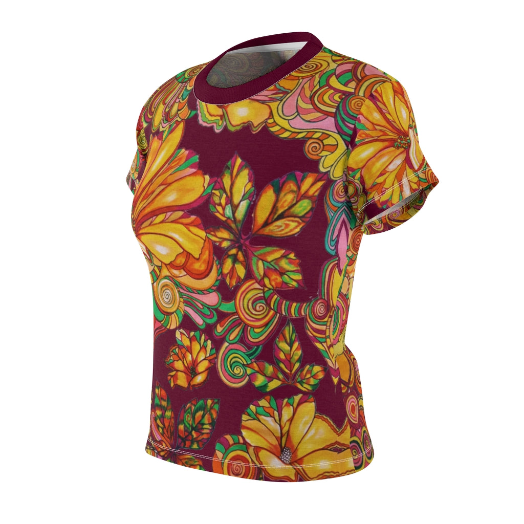 Artsy Floral Marsala AOP T-Shirt