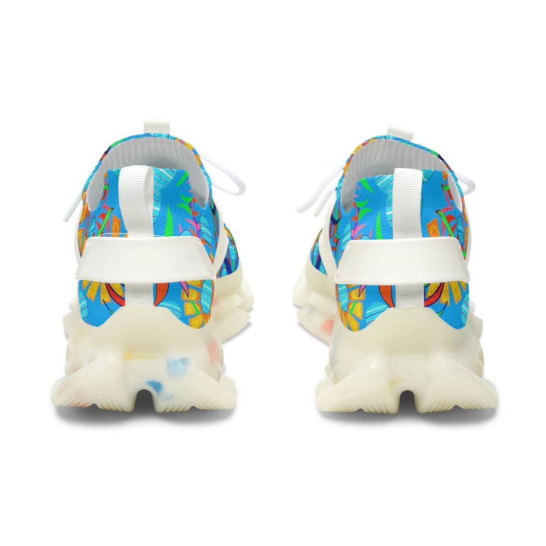 Aqua Sunflower Printed OTT Women's Mesh Knit Sneakers