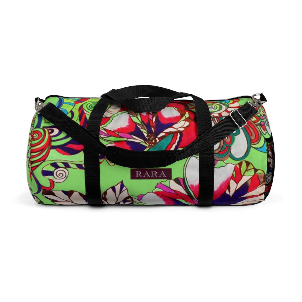 Artsy Floral Pop Green Duffel Bag