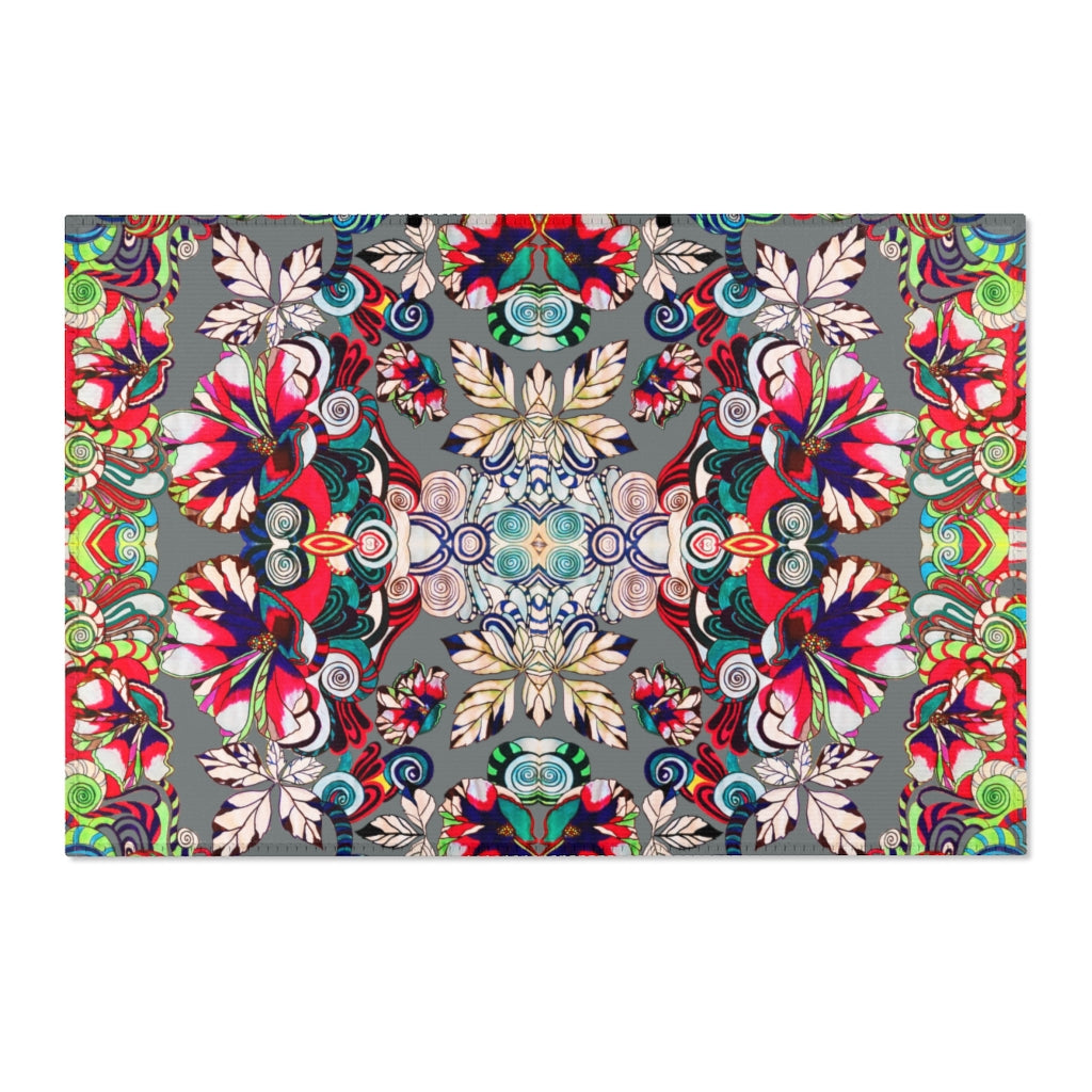 Artsy Floral Pop Grey Area Rug