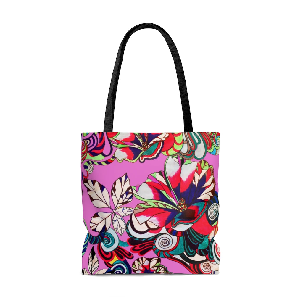 AOP Artsy Floral Pop Rose Tote Bag