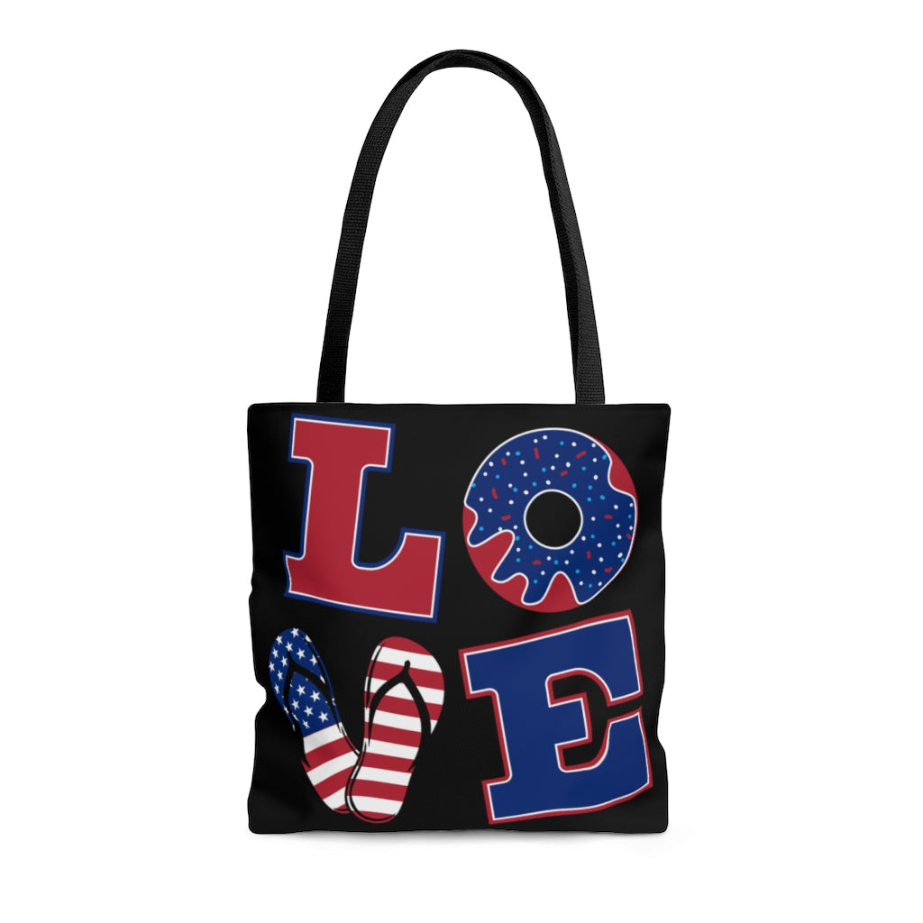 AOP American Love Black Tote Bag