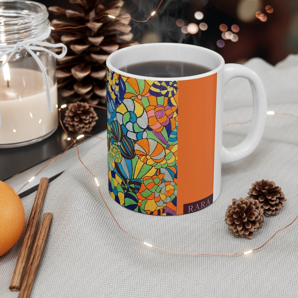 Vivid Ocean Blues Orange Ceramic Mug 11oz
