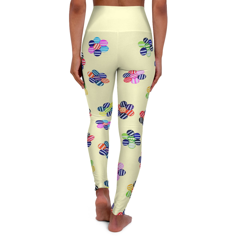 Cream Candy Florals Yoga Leggings