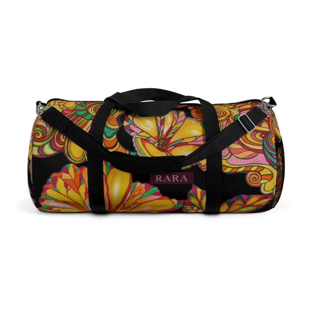 Artsy Floral Black Duffel Bag