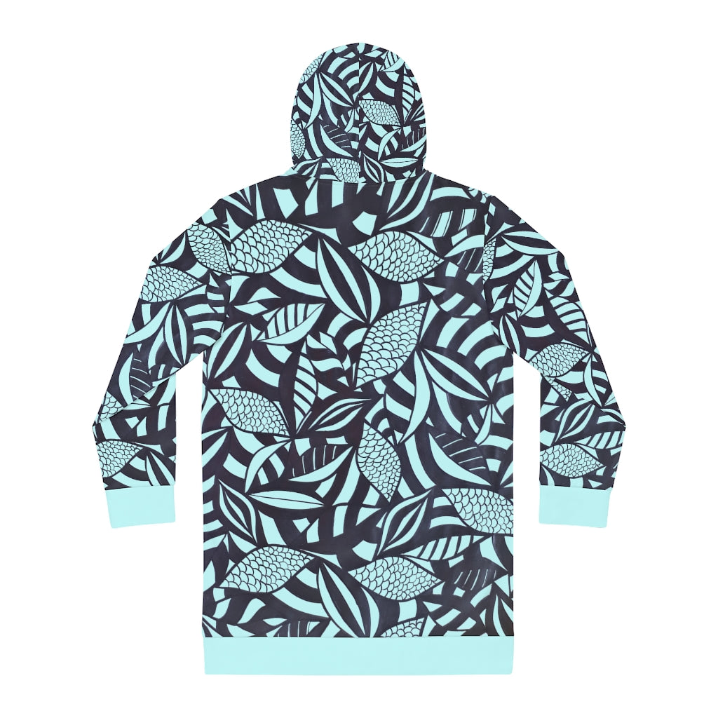 Tropical Minimalist Icy Blue Hoodie Dress (AOP)