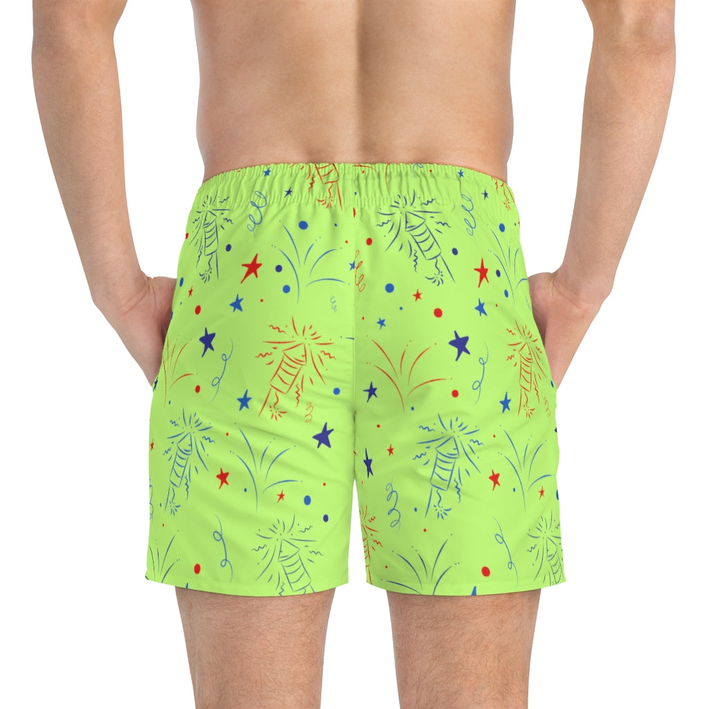 Men's Firecracker Lime Swimming Trunks
