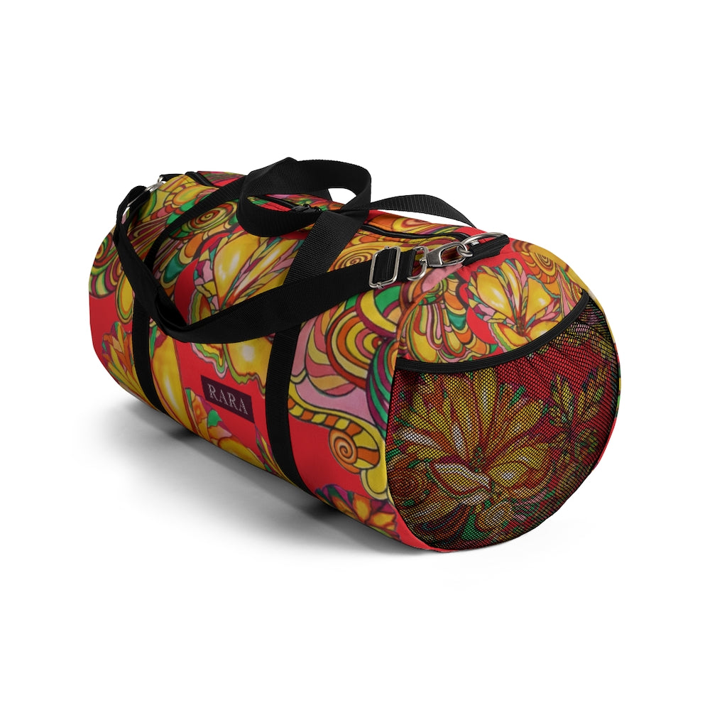 Artsy Floral Red Duffel Bag