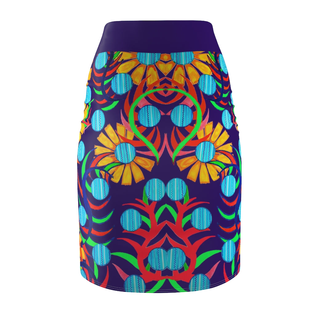 Sunflower Violet Pencil Skirt