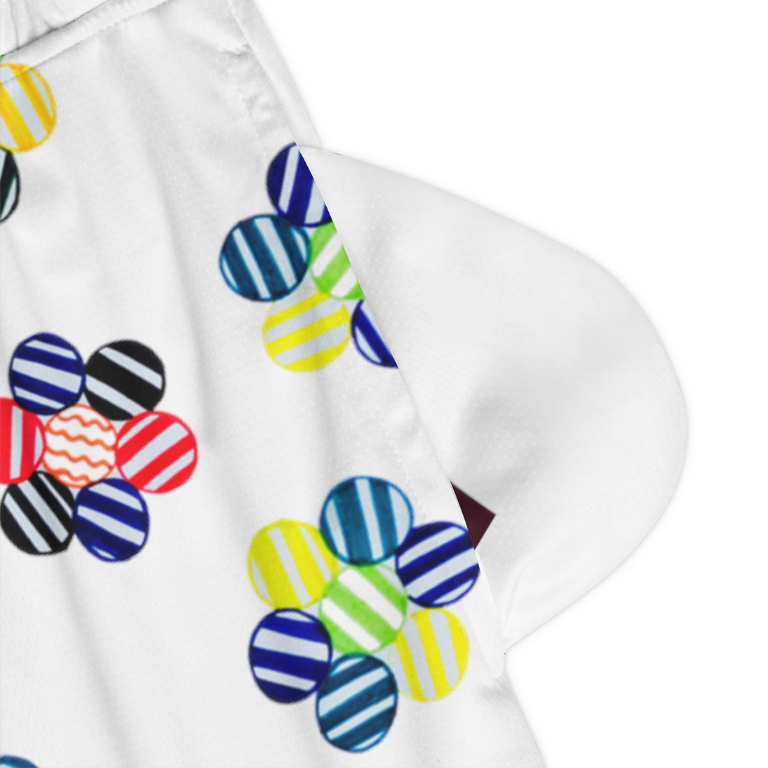 White Geo Floral Basketball Rib Shorts (AOP)