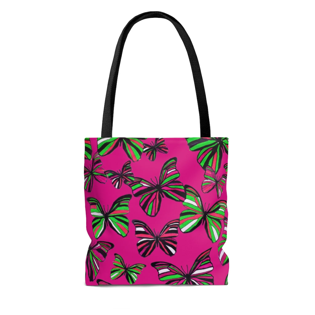 AOP Butterflies Pink Tote Bag