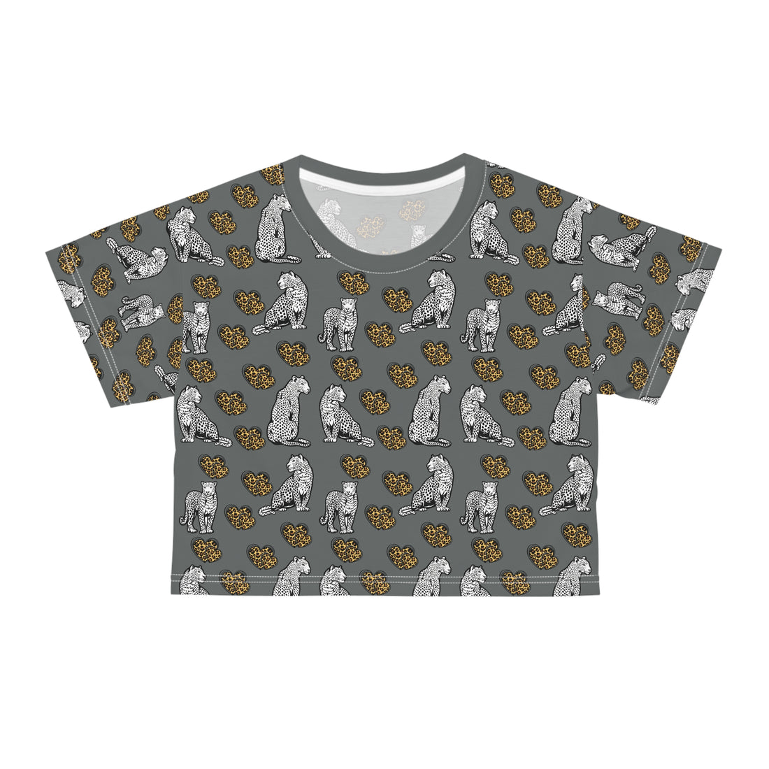 Ash Cheetah Hearts AOP Crop Tee