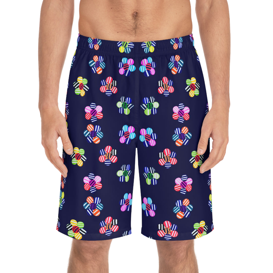 Ink Geo Candy Floral Men's Board Shorts (AOP)