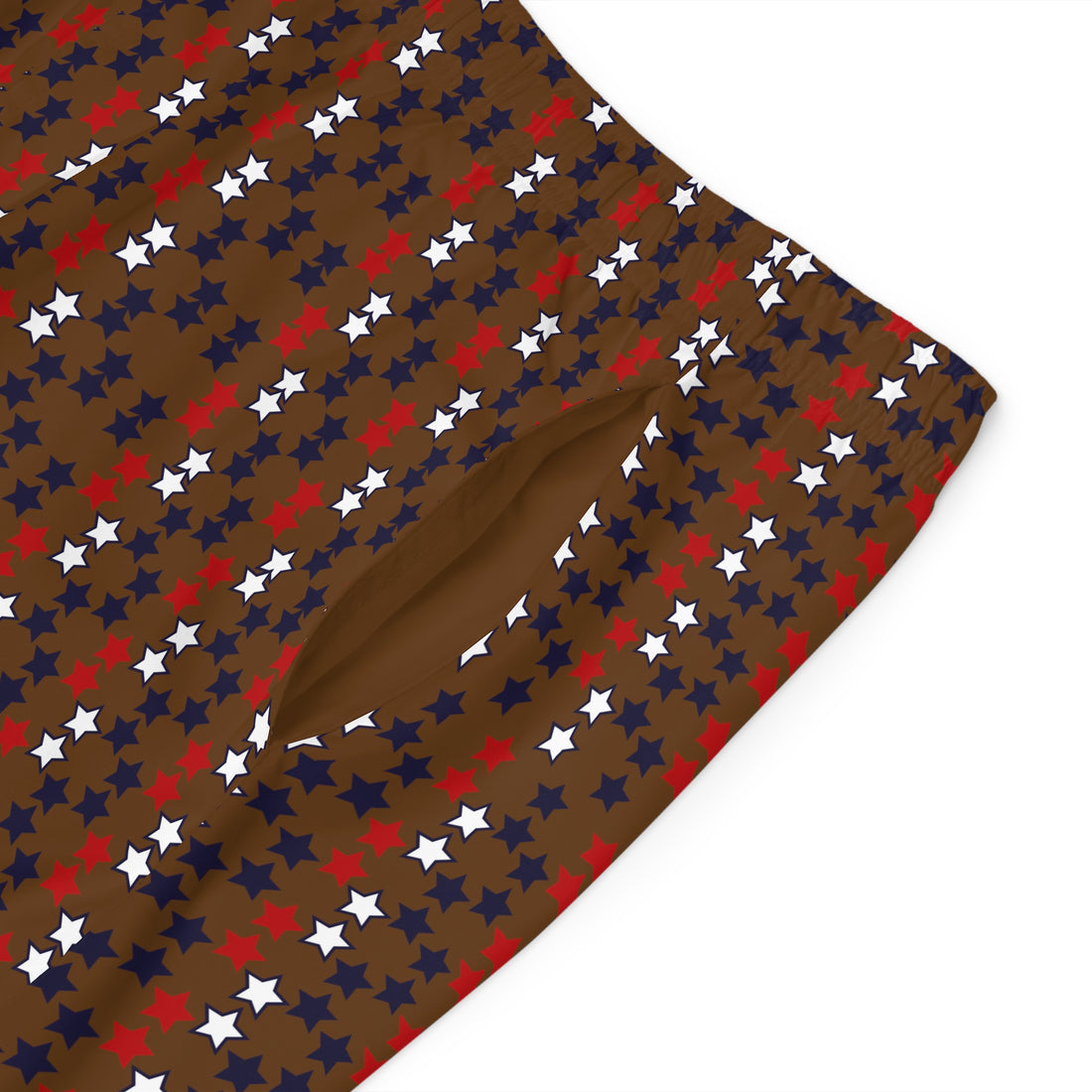 Brown Star Print Men's Board Shorts (AOP)