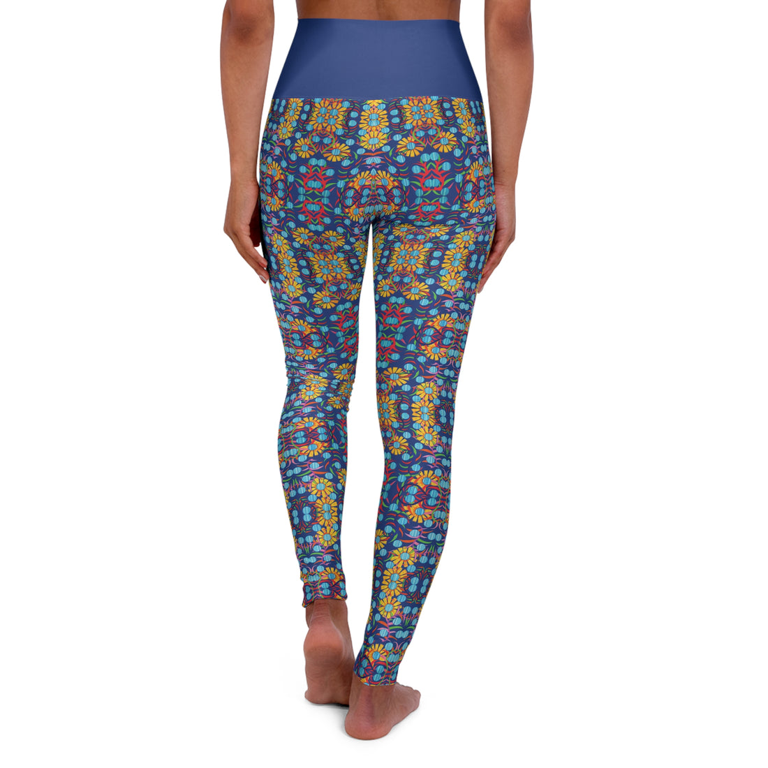 Blue Sunflower Yoga Leggings