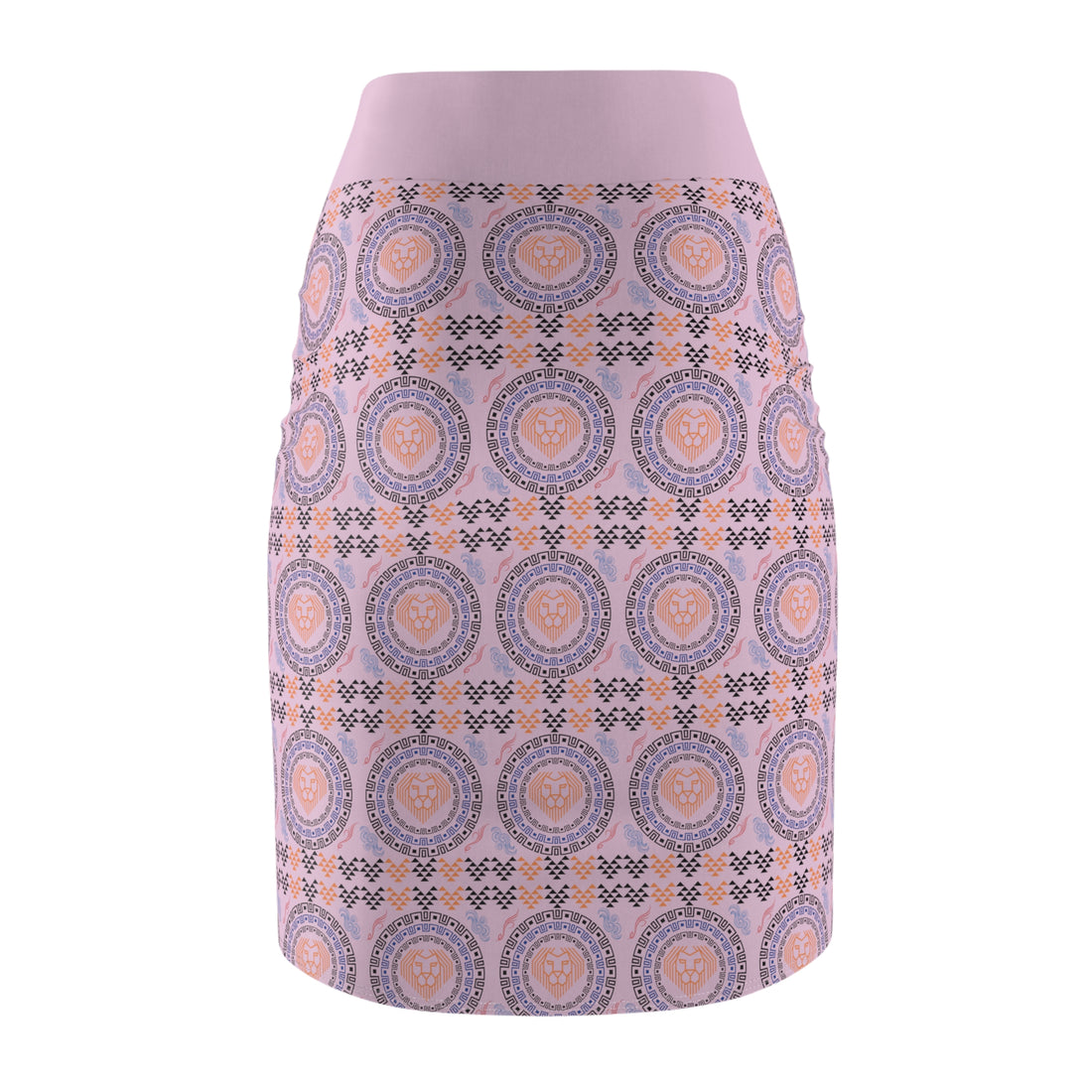 Lilac Geo Lion Head Pencil Skirt