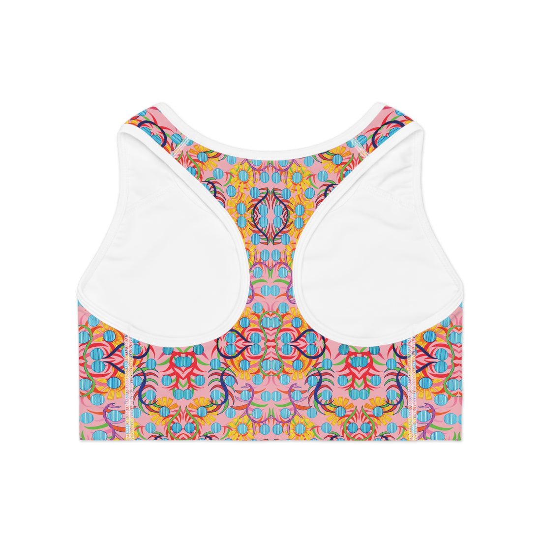 Blush Sunflower Print Racerback (AOP) Sports Bra