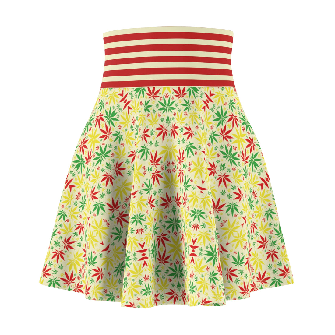 Cream Tropical Rasta Toned Skater Skirt