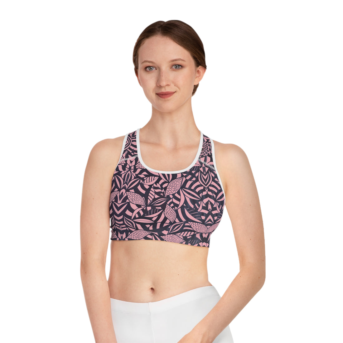 Blush Tropical Minimalist Racerback (AOP) Sports Bra